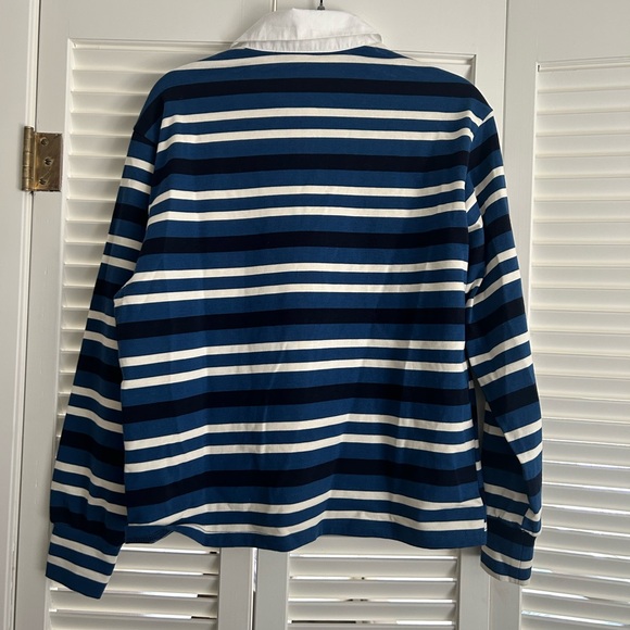 NWT Superdown Sashia Polo Top Oversized  Striped Rugby Shirt Size XXS Blue White - Picture 7 of 7